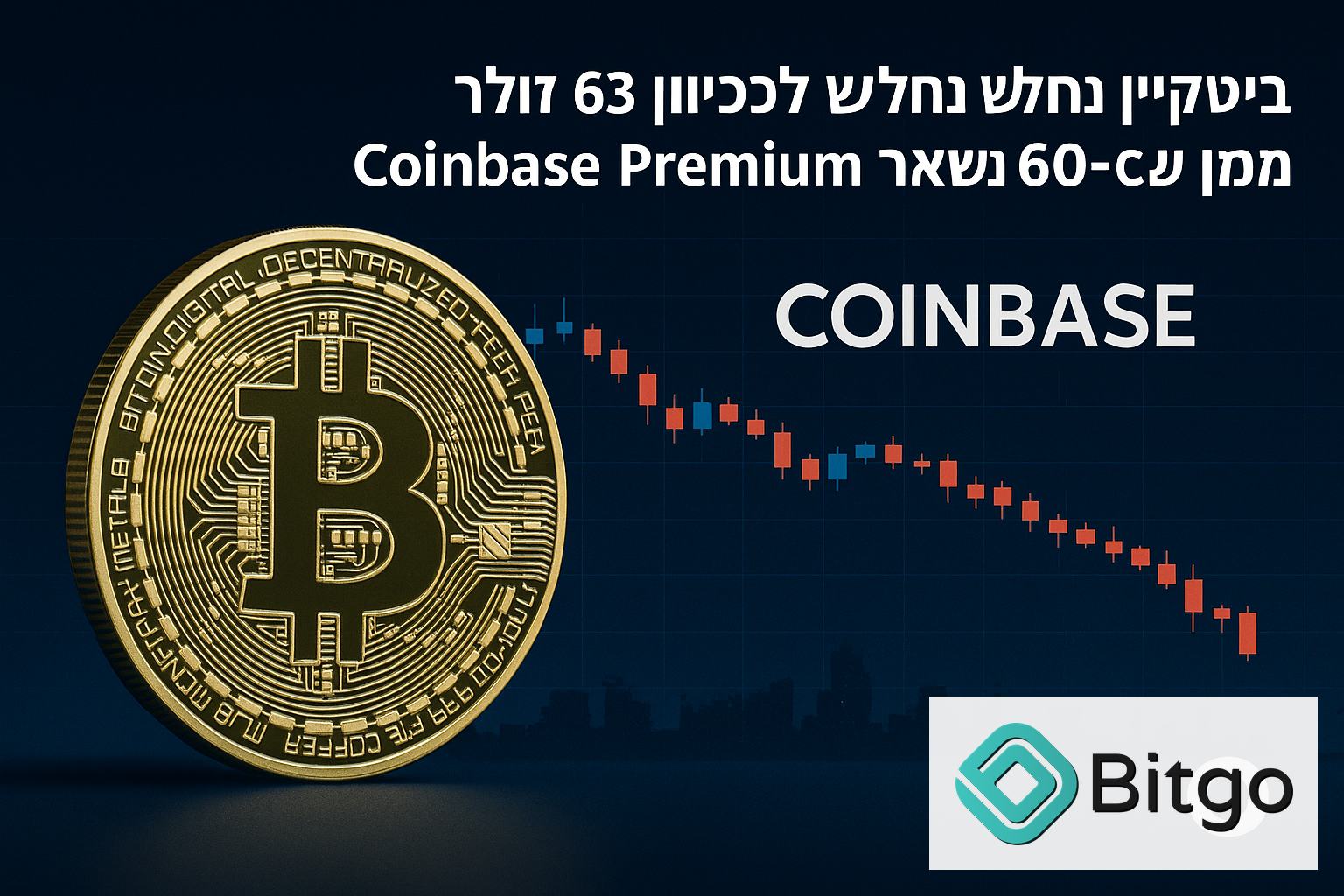 ביטקוין נחלש לכיוון 63 אלף דולר בזמן ש-Coinbase Premium נשאר שלילי 60 יום